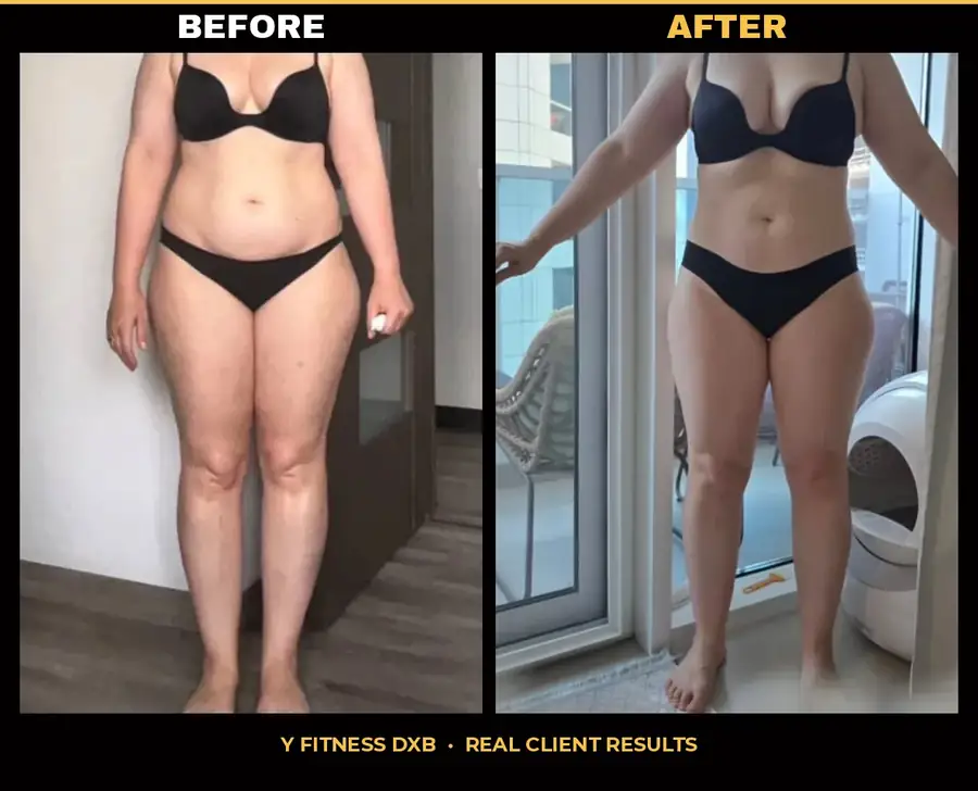 Personal Training Results Dubai — Before & After 1 Before and after personal training results in Dubai — client 1